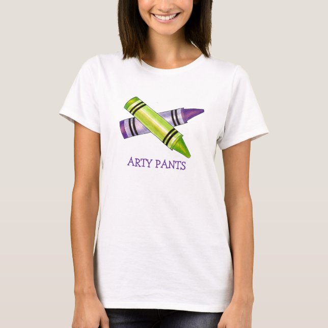 T-shirt Arty Pantalon Enseignant d'art Artiste Green Purpl (Devant)