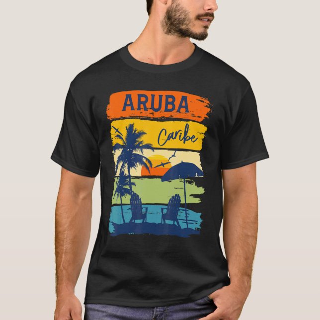 T-shirt Aruba Caribe 2022 Groupe Famille Couples Vacances (Devant)