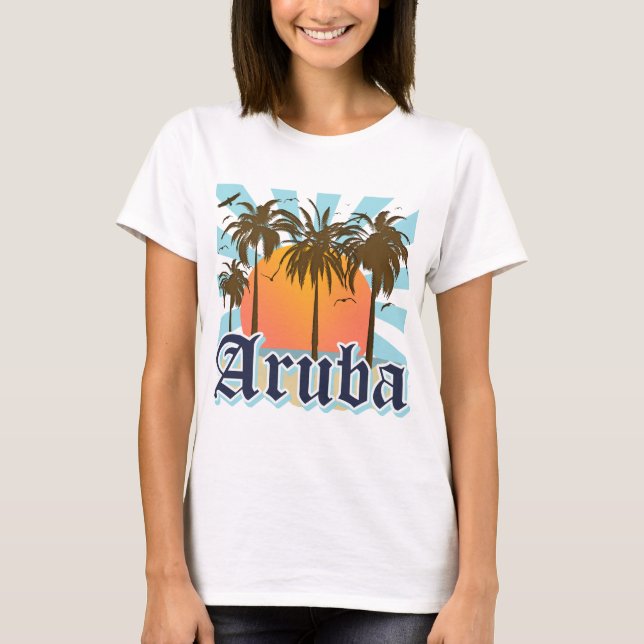 T-shirt Aruba échoue le coucher du soleil (Devant)