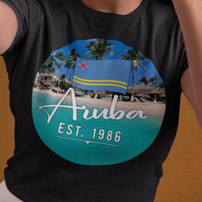 T-shirt "Aruba Est. Plage Drapeau 1986" (Créateur téléchargé)