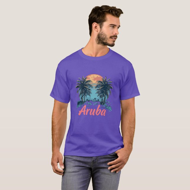 T-shirt Aruba Island Design (Version 2) - Basic Dark T-Shi (Devant entier)