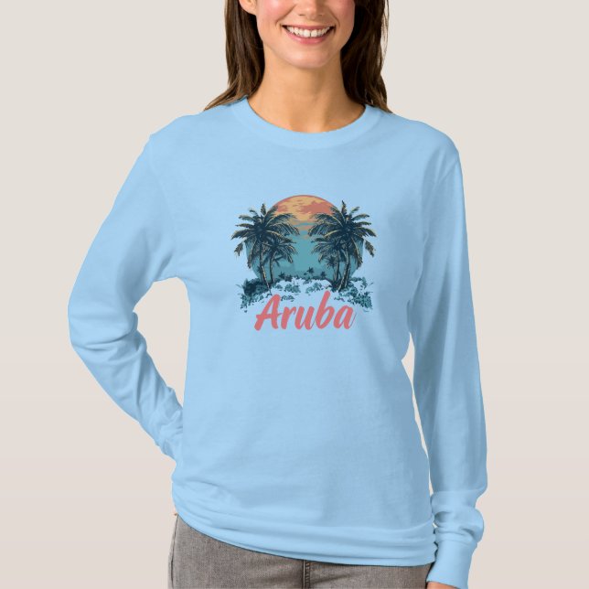 T-shirt Aruba Island Design (Version 2) - Long-Sleev de ba (Devant)