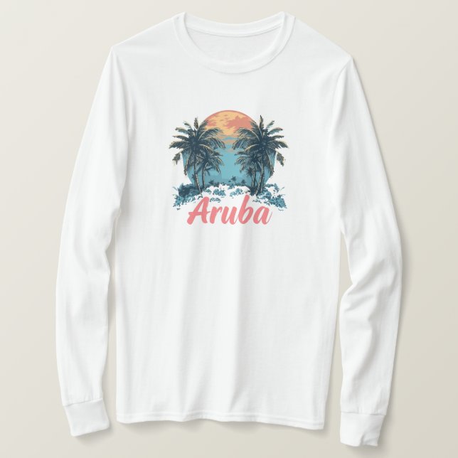 T-shirt Aruba Island Design (Version 2) - Long-Sleev de ba (Design devant)