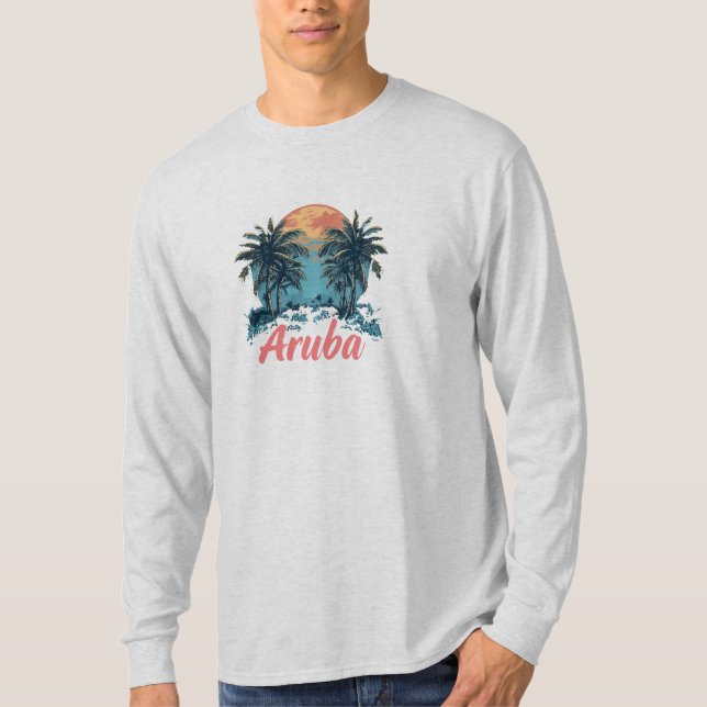T-shirt Aruba Island Design (Version 2) - Long-Sleev de ba (Devant)