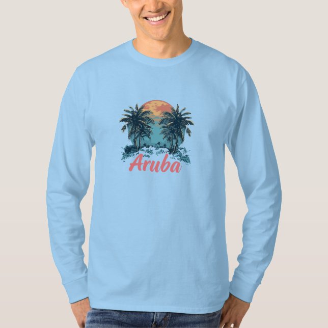 T-shirt Aruba Island Design (Version 2) - Long-Sleev de ba (Devant)