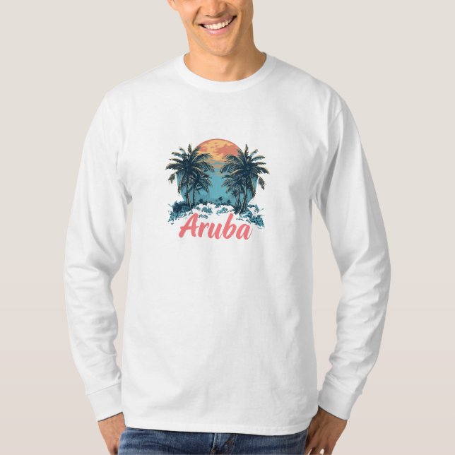 T-shirt Aruba Island Design (Version 2) - Long-Sleev de ba (Devant)