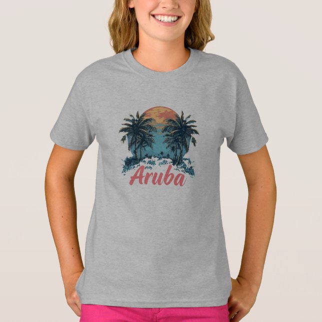 T-shirt Aruba Island Design (Version 2) - T-S de base pour (Devant)