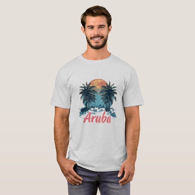 T-shirt Aruba Island Design (Version 2) - T-Sh de base pou (Devant entier)
