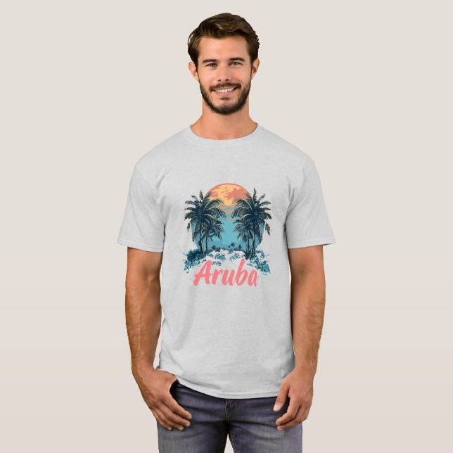 T-shirt Aruba Island Design (Version 2) - T-Sh de base pou (Devant entier)
