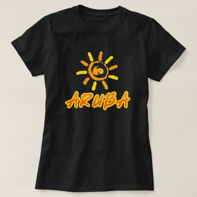 T-shirt Aruba jaune vif et orange (Design devant)