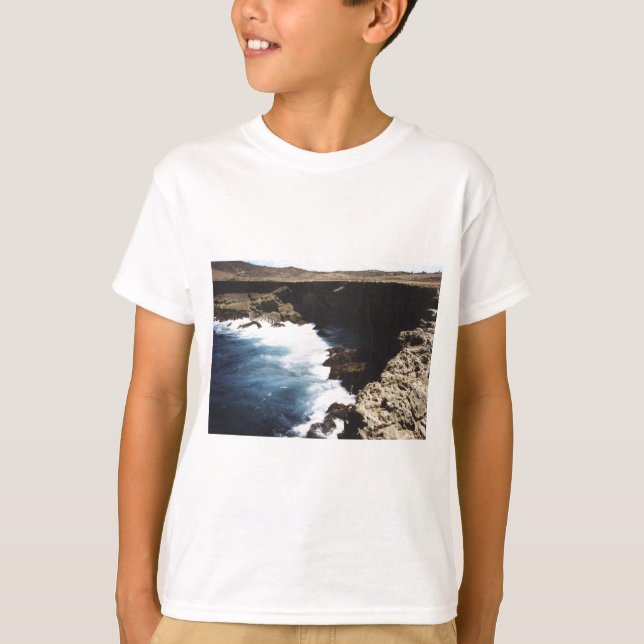 T-shirt Aruba Océan Se Brisant Sur Les Roches (Devant)