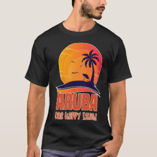 T-shirt Aruba One Happy Island Belle plage de coucher de s