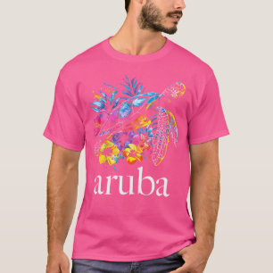 T-shirt Aruba Sea Turtle Flowers Plongée Plongée Souve
