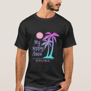 T-shirt Aruba Souvenir Palm Tree Happy Beach Sun