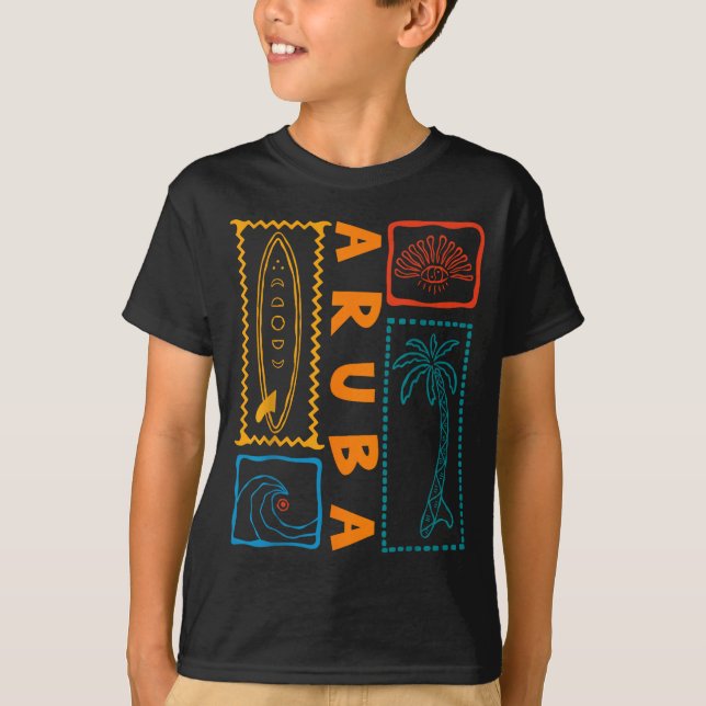 T-shirt Aruba Vacation Wave Surfing Summer Beach Retro  (Devant)