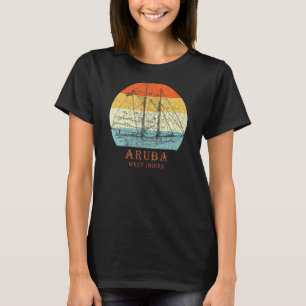 T-shirt Aruba West Indies Vintage Blueprint Voilier Vacat