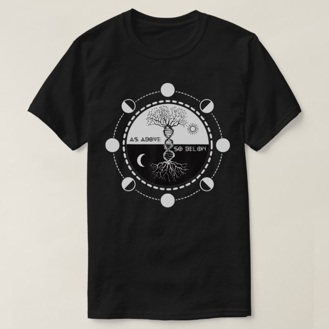 T-shirt As Above so Below, DNA Tree of Life , Magic ,Alche (Design devant)