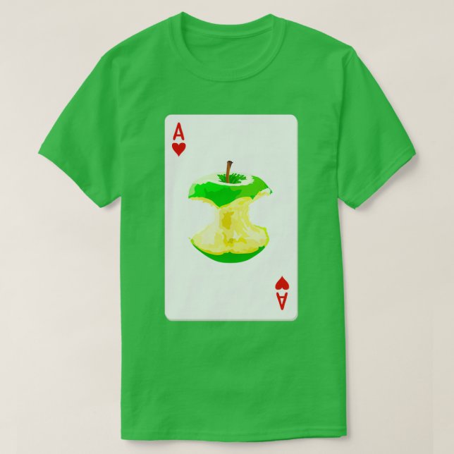 T-shirt As des coeurs jouer carte avec pomme verte (Design devant)