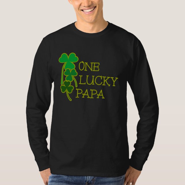 T-shirt AS tees Fun One Lucky Papa Shamrock St Patty Patri (Devant)