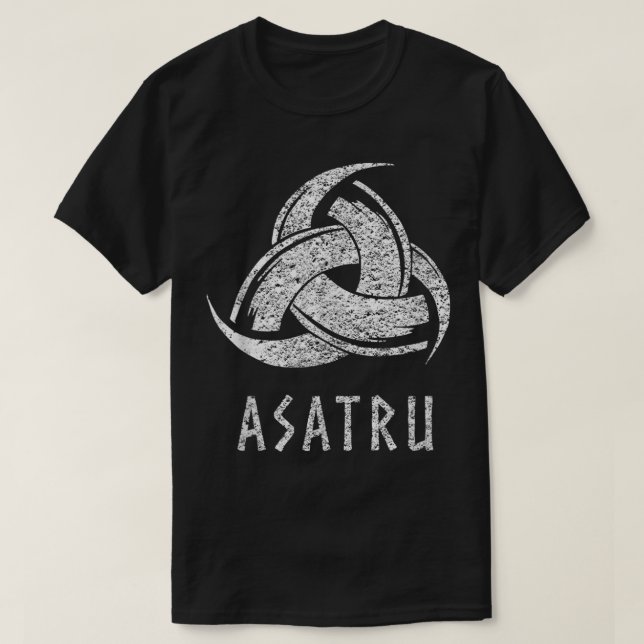 T-shirt Asatru Odin's Horns Norse Mythology Distressed Vik (Design devant)