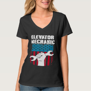 T-shirt Ascenseur Mécanique de maintenance Drapeau Outils