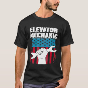T-shirt Ascenseur Mécanique de maintenance Drapeau Outils