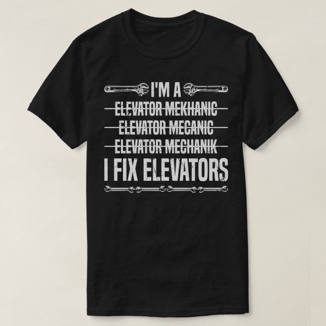 T-shirt Ascenseur Mécanique I Fixer Ascenseurs (Design devant)