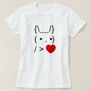 T-shirt ASCII Texte Art Lapin Lapin Donner Coeur