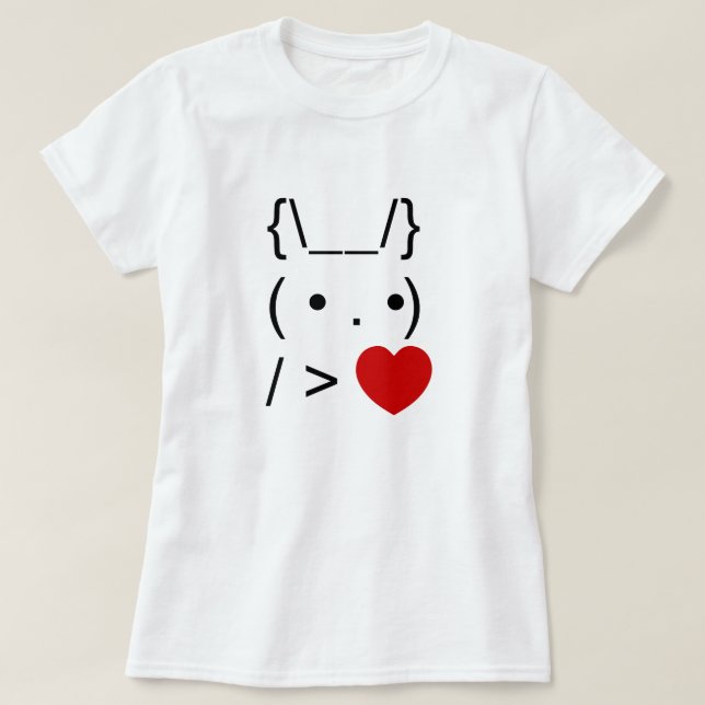 T-shirt ASCII Texte Art Lapin Lapin Donner Coeur (Design devant)