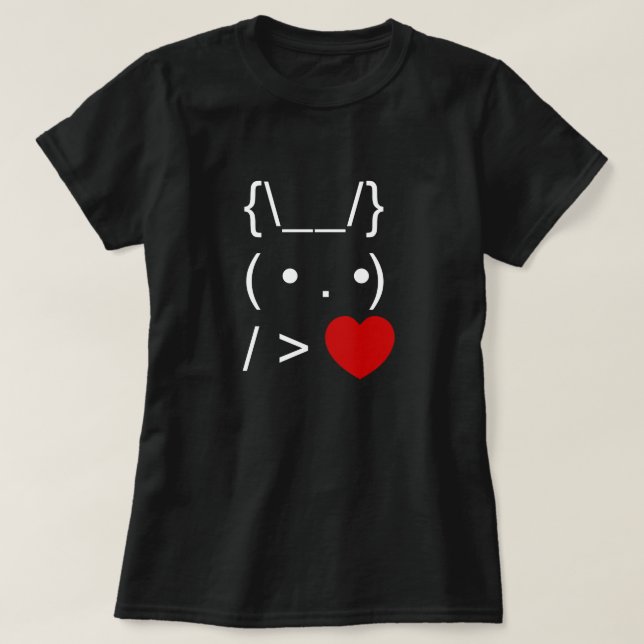 T-shirt ASCII Texte Art Lapin Lapin Donner Coeur (Design devant)