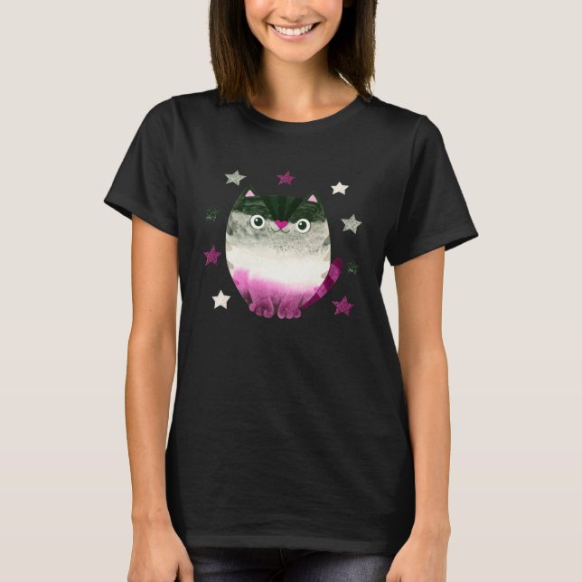 T-shirt Asexual Cat Ace Pride LGBTQ+ Equality and Love (Devant)