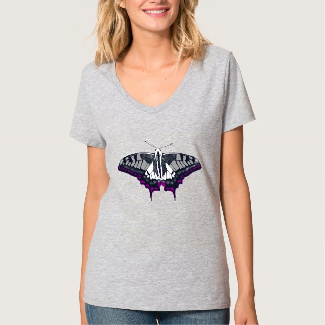 T-shirt Asexual Flag Swallowtail (Devant)