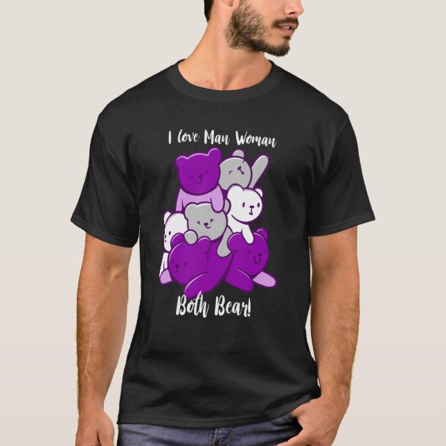 T-shirt Asexual I Love Man Woman Both Bear Asexuality Ace  (Devant)