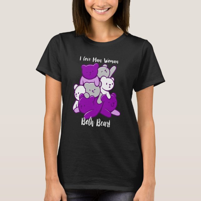 T-shirt Asexual I Love Man Woman Both Bear Asexuality Ace  (Devant)