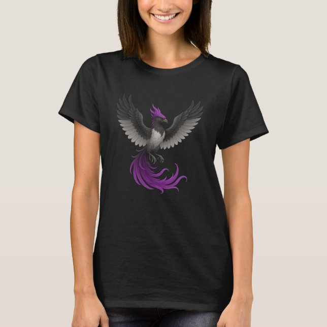 T-shirt Asexual Phoenix Bird Ace Pride Flag Rising From As (Devant)