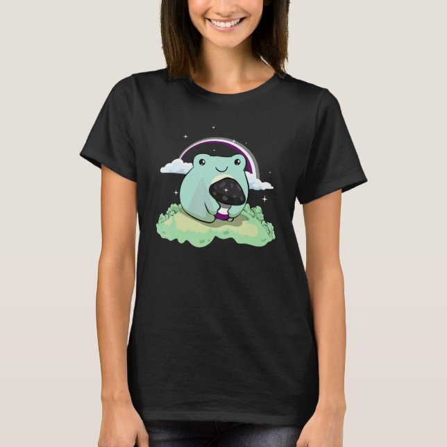 T-shirt Asexual Pride Ace Flag Cute Frog Mushroom Subtle L (Devant)