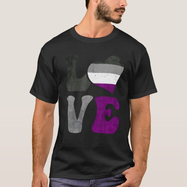 T-shirt Asexual Pride Ace Flag LOVE Heart LGBTQ (Devant)