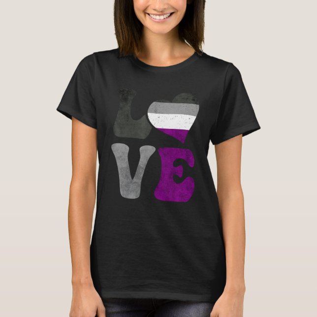 T-shirt Asexual Pride Ace Flag LOVE Heart LGBTQ (Devant)