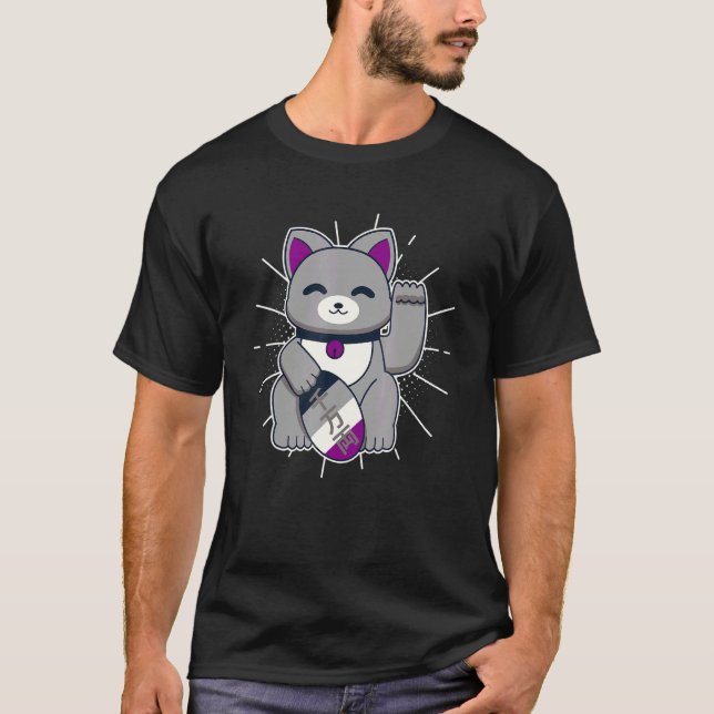 T-shirt Asexual Pride Lucky Cat LGBTQ+ Asexuality (Devant)