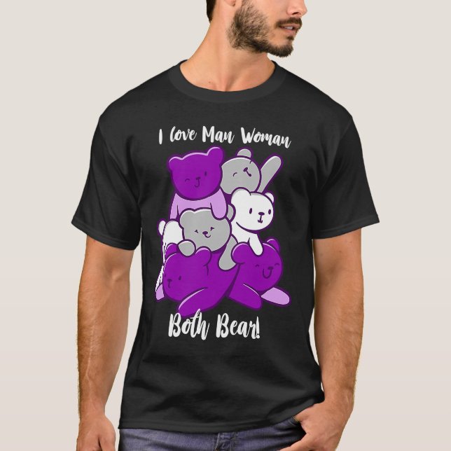 T-shirt Asexué J'aime l'homme femme les deux ours asexuali (Devant)