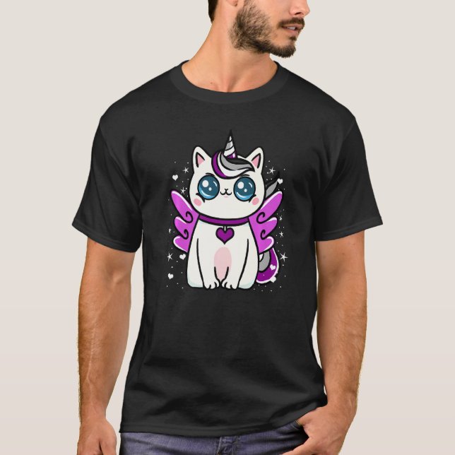 T-shirt Asexuel Caticorn Ace Pride (Devant)