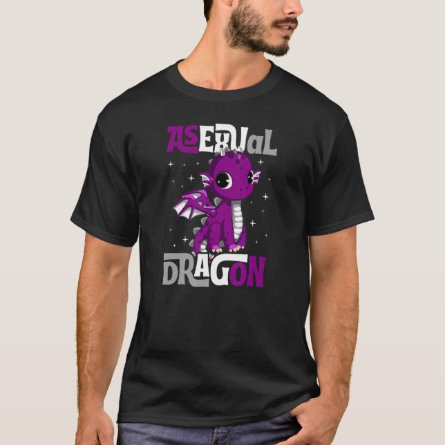 T-shirt Asexuel Dragon mignonne Girly Pride Drapeau Couleu (Devant)