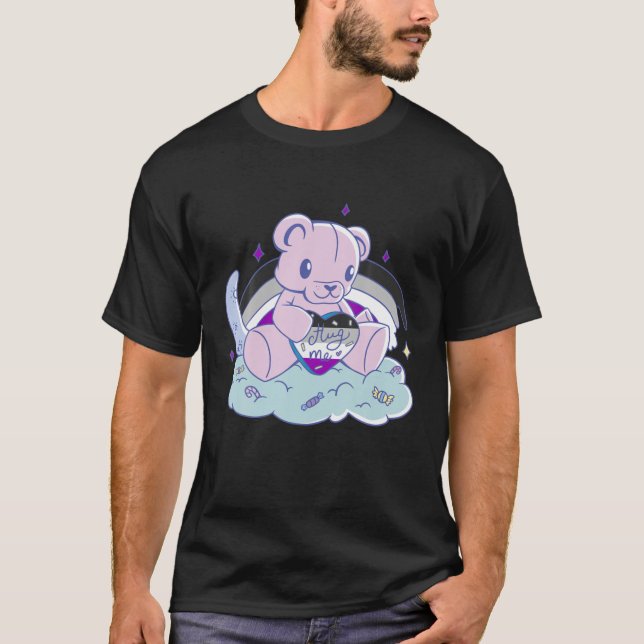 T-shirt Asexuel Me serrer mignonne Ours Nuages Candy Drape (Devant)