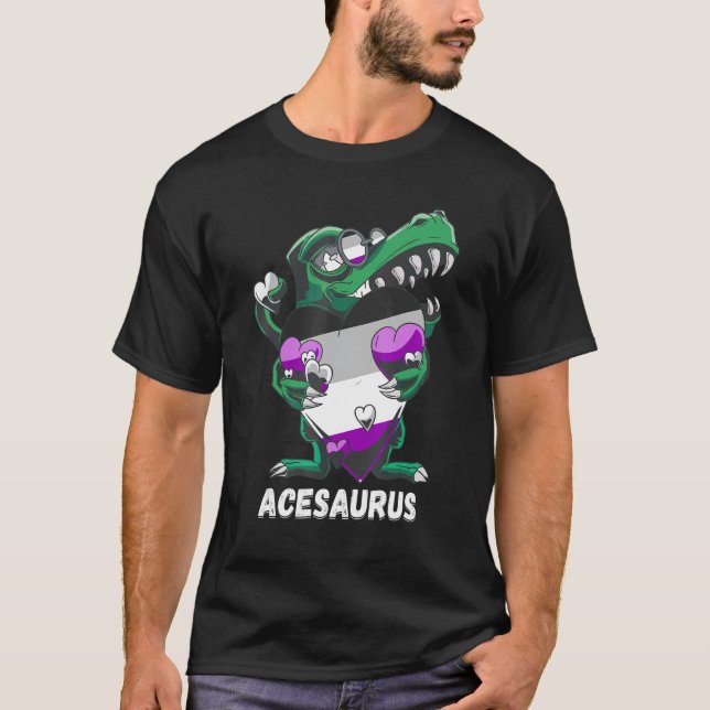 T-shirt Asexuel Rex Dino Ace Heart Lgbqa Aexé Drapeau Asex (Devant)