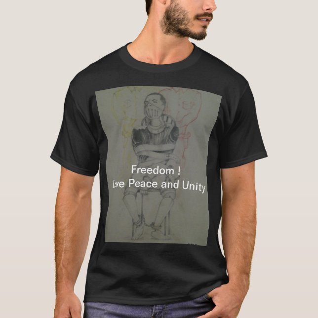 T-shirt Ash Grey : Lovely Freedom Peace and Unity (Devant)