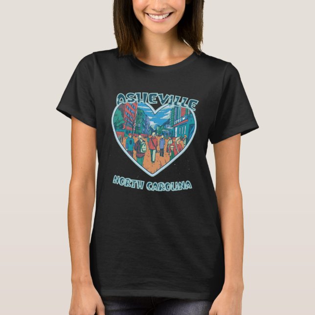 T-shirt Asheville In North Carolina Travel Souvenir Heart (Devant)