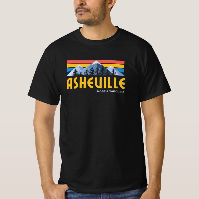 T-shirt Asheville Montagnes Retro Vintage (Devant)