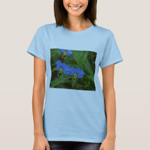 T-shirt Asiatique Dayflower Bleu Fleur sauvage Vêtements e