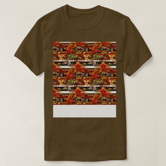T-shirt Asiatique sans couture Motif Vieux Japonais Chinoi (Design devant)