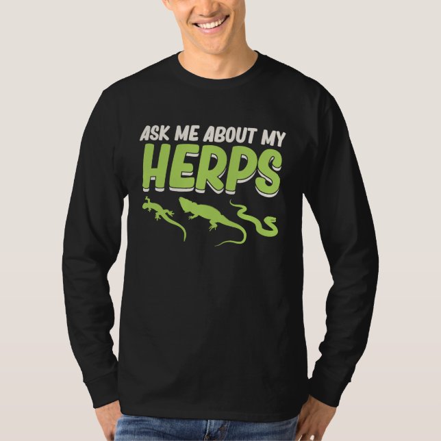 T-shirt Ask Me About Herps Reptiles  Pet Reptile Owner Gra (Devant)